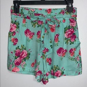 Mint floral soft shorts